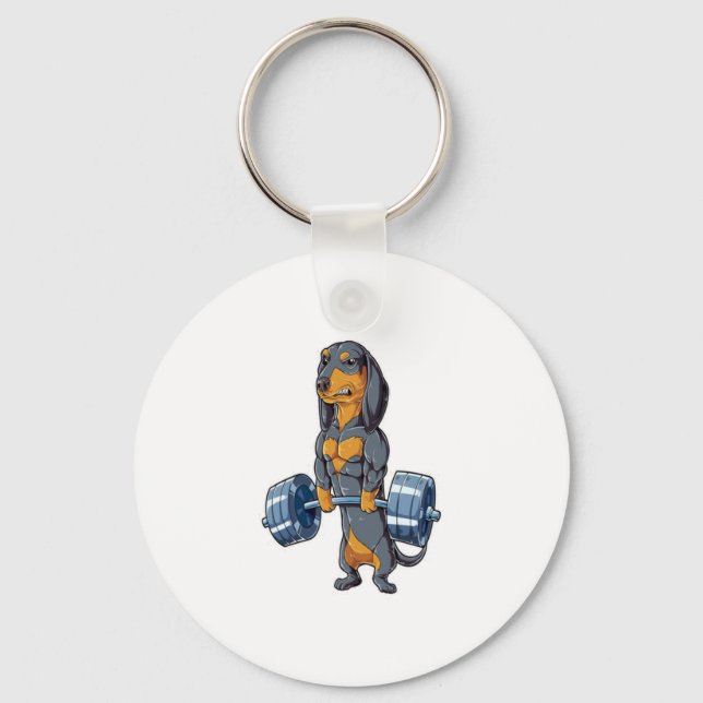 Dachshund Weightlifting   Key Ring (Front)
