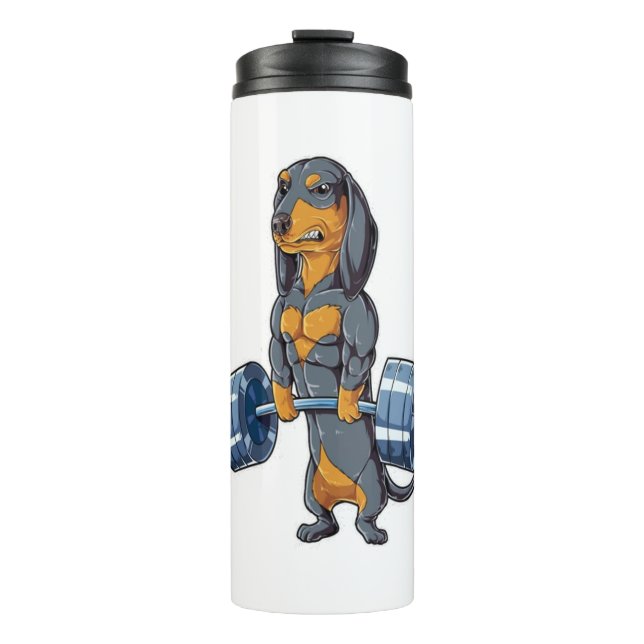 Dachshund Weightlifting   Thermal Tumbler (Front)