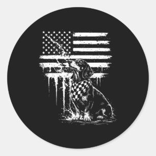 Dachshund weiner american flag 4th of july doxie classic round sticker