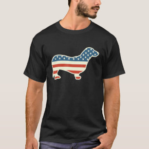 Dachshund Weiner American Flag Dog 4th Of July T-Shirt