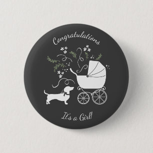 Dachshund Weiner Dog Baby Shower Gender Neutral 6 Cm Round Badge