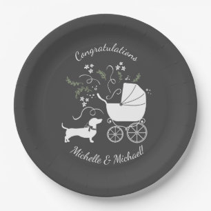 Dachshund Weiner Dog Baby Shower Gender Neutral Paper Plate