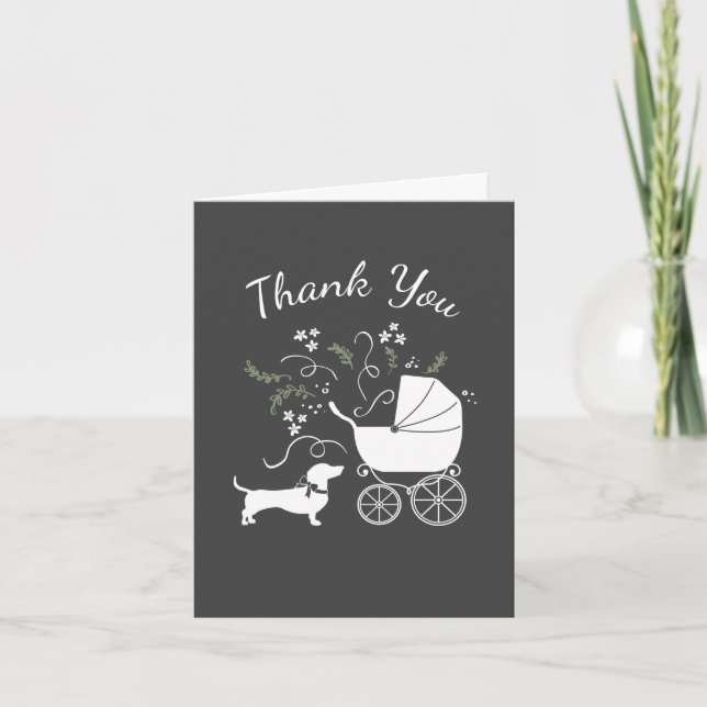 Dachshund Weiner Dog Baby Shower Gender Neutral Thank You Card (Front)