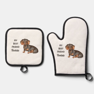 Dachshund Weiner Dog Best Friend Custom Pet Name Oven Mitt & Pot Holder Set
