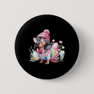 Dachshund Weiner Dog Floral Eggs Easter Day Dog Lo 6 Cm Round Badge