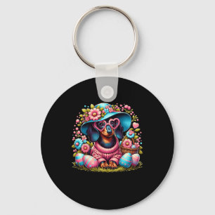 Dachshund Weiner Dog Floral Eggs Easter Day Dog Lo Key Ring