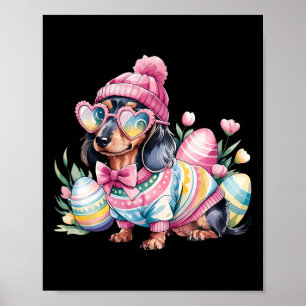 Dachshund Weiner Dog Floral Eggs Easter Day Dog Lo Poster
