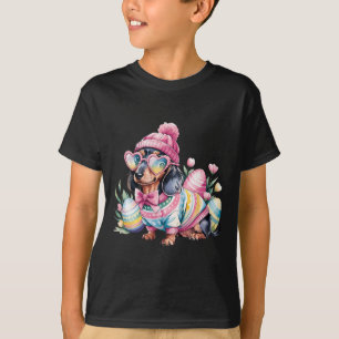 Dachshund Weiner Dog Floral Eggs Easter Day Dog Lo T-Shirt