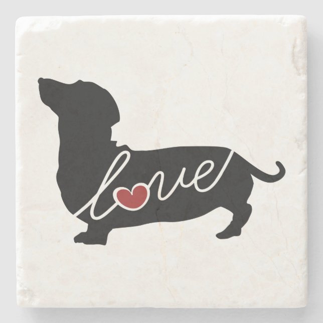 Dachshund "Weiner Dog" Love Stone Coaster (Front)