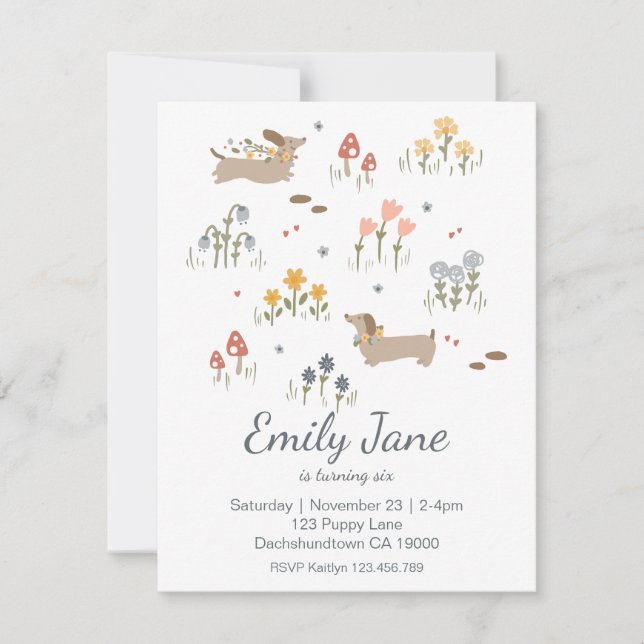 Dachshund Weiner Dog Lovers Party Invitation (Front)