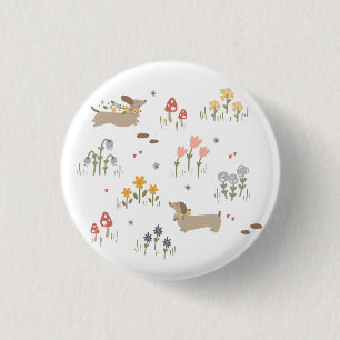 Dachshund Weiner Dog Lovers Wildflower Puppy 3 Cm Round Badge