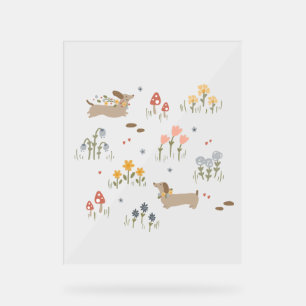 Dachshund Weiner Dog Lovers Wildflower Wall Art Acrylic Sign
