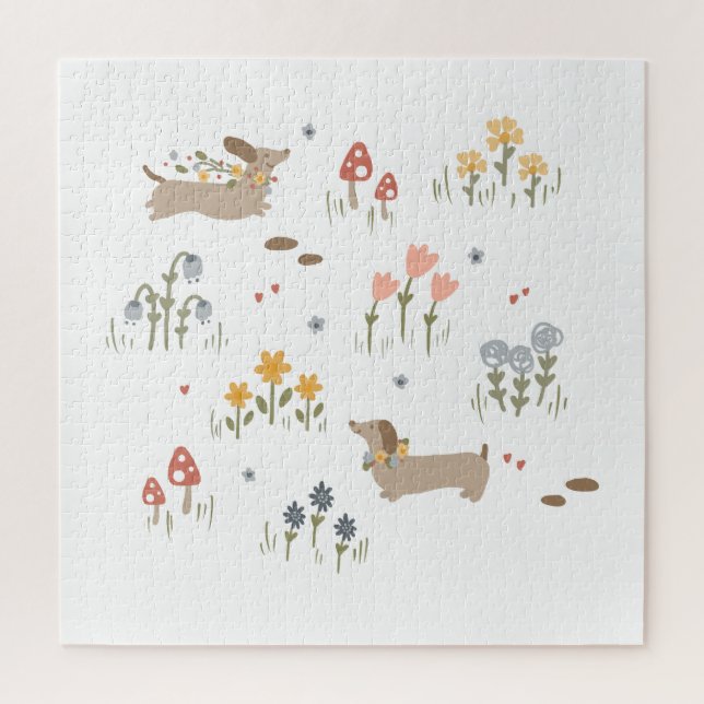 Dachshund Weiner Dog Lovers Wildflower Wall Art  Jigsaw Puzzle (Vertical)