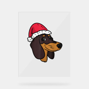 Dachshund Weiner Dog Santa Christmas Acrylic Sign