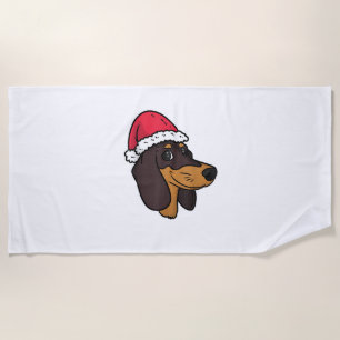 Dachshund Weiner Dog Santa Christmas Beach Towel