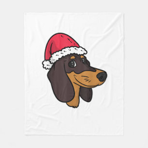 Dachshund Weiner Dog Santa Christmas Fleece Blanket