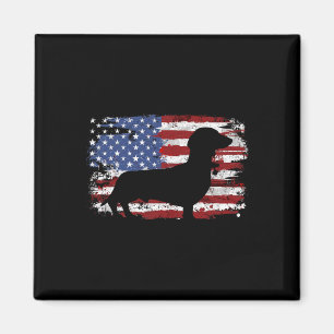 Dachshund Weiner Vintage American Flag Magnet