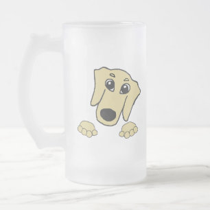 dachshund wheaten cartoon peeking frosted glass beer mug