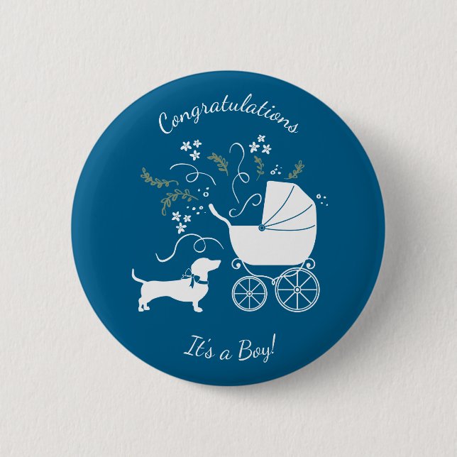 Dachshund Wiener Dog Baby Shower 6 Cm Round Badge (Front)