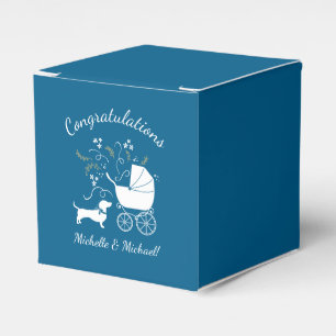 Dachshund Wiener Dog Baby Shower Blue Boy Favour Box
