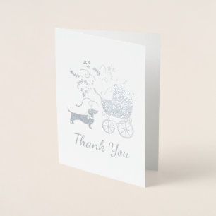Dachshund Wiener Dog Baby Shower Blue Boy Foil Card