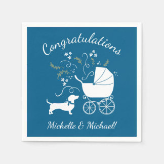 Dachshund Wiener Dog Baby Shower Blue Boy Napkin