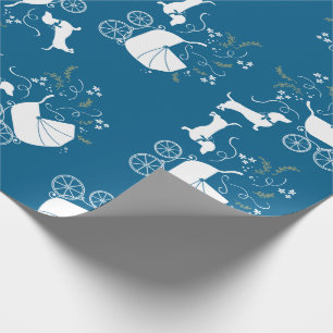 Dachshund Wiener Dog Baby Shower Blue Boy Wrapping Paper