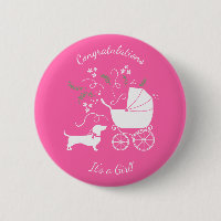Dachshund Wiener Dog Baby Shower Pink Girl