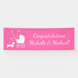 Dachshund Wiener Dog Baby Shower Pink Girl Banner