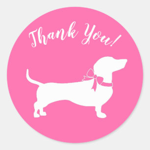 Dachshund Wiener Dog Baby Shower Pink Girl Classic Round Sticker