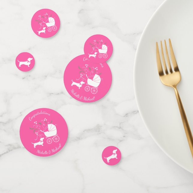 Dachshund Wiener Dog Baby Shower Pink Girl Confetti (Group)