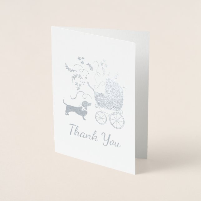 Dachshund Wiener Dog Baby Shower Pink Girl Foil Card (Front)