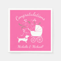 Dachshund Wiener Dog Baby Shower Pink Girl