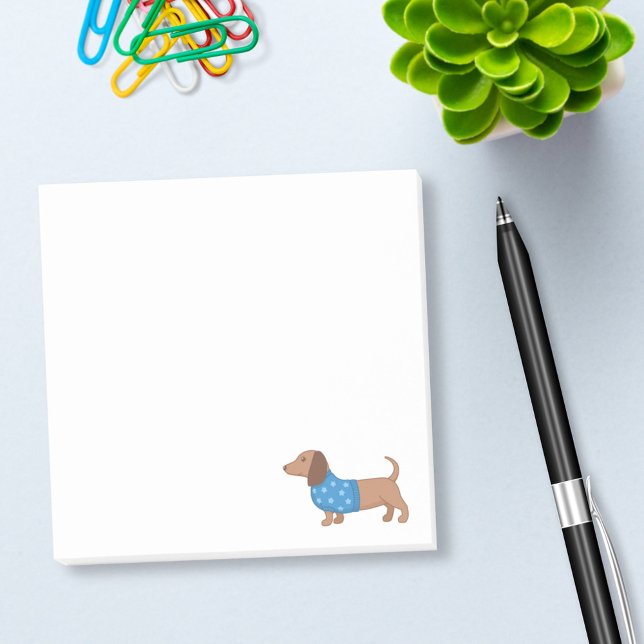 Dachshund Wiener Dog Blue Star Sweater Post-it Notes (Creator Uploaded)