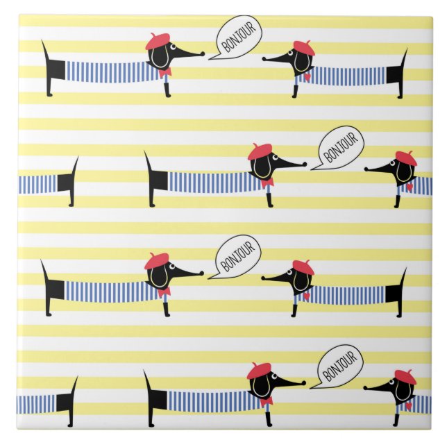 Dachshund Wiener Dog Bonjour Tile (Front)