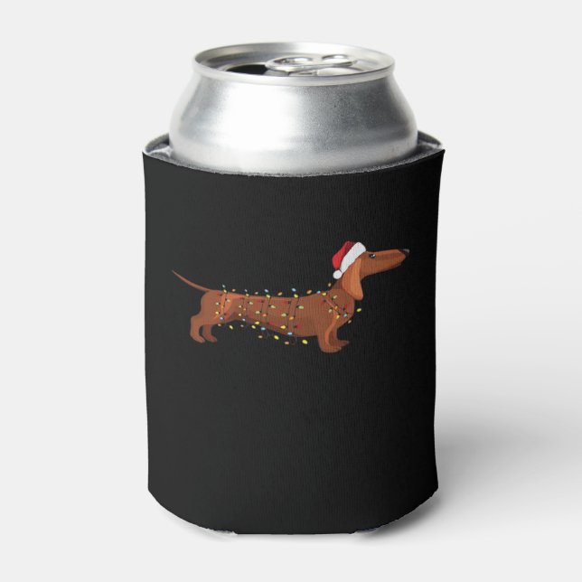 Dachshund Wiener Dog Christmas Light Essential T-S Can Cooler (Can Front)
