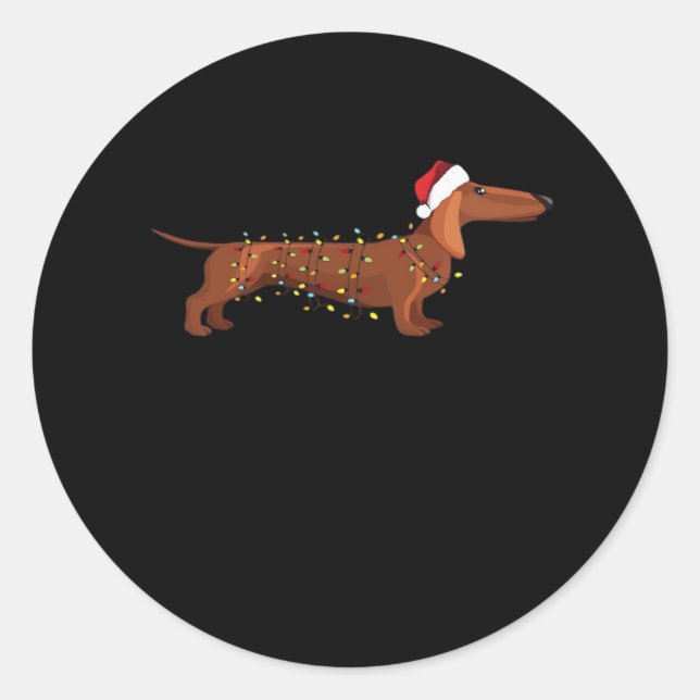 Dachshund Wiener Dog Christmas Light Essential T-S Classic Round Sticker (Front)