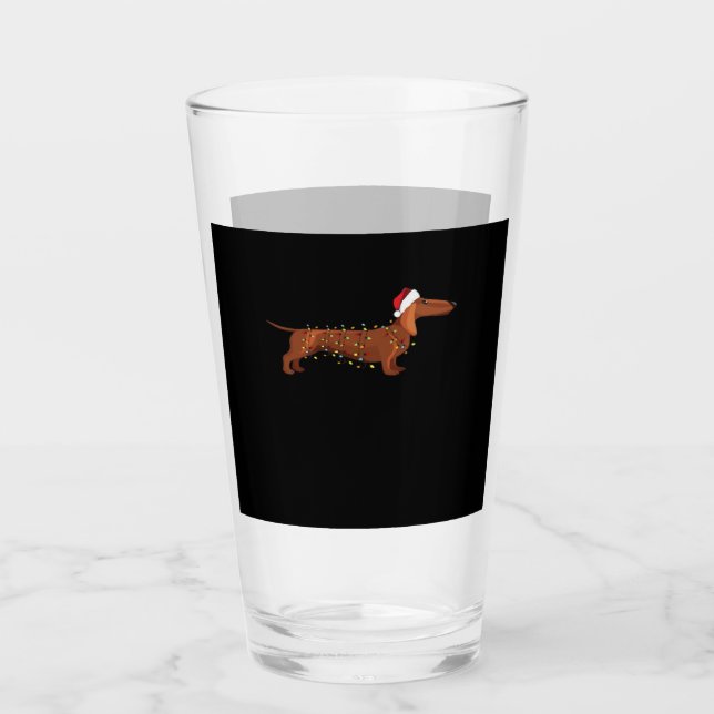 Dachshund Wiener Dog Christmas Light Essential T-S Glass (Front)