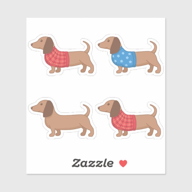 Dachshund Wiener Dog in Sweater Set of 4 (Sheet)