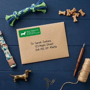 Dachshund Wiener Dog on Green Label