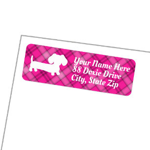 Dachshund Wiener Dog on Pink Plaid