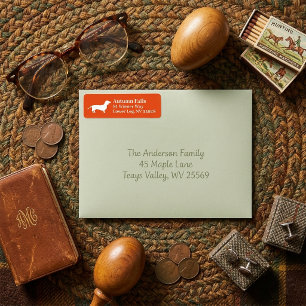 Dachshund Wiener Dog   Orange Return Address Label