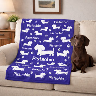 Dachshund Wiener Dog Personalised Blanket Blue