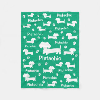 Dachshund Wiener Dog Personalised Blanket Green