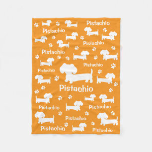 Dachshund Wiener Dog Personalised Blanket Orange