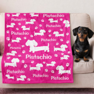 Dachshund Wiener Dog Personalised Blanket Pink