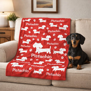Dachshund Wiener Dog Personalised Blanket Red