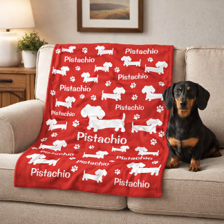 Dachshund Wiener Dog Personalised Blanket Red