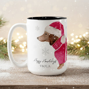 Dachshund Wiener Dog Personalized Watercolor Pet  Two-Tone Coffee Mug
