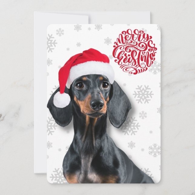 Dachshund Wiener Dog Pet Snowflake Christmas  Holiday Card (Front)